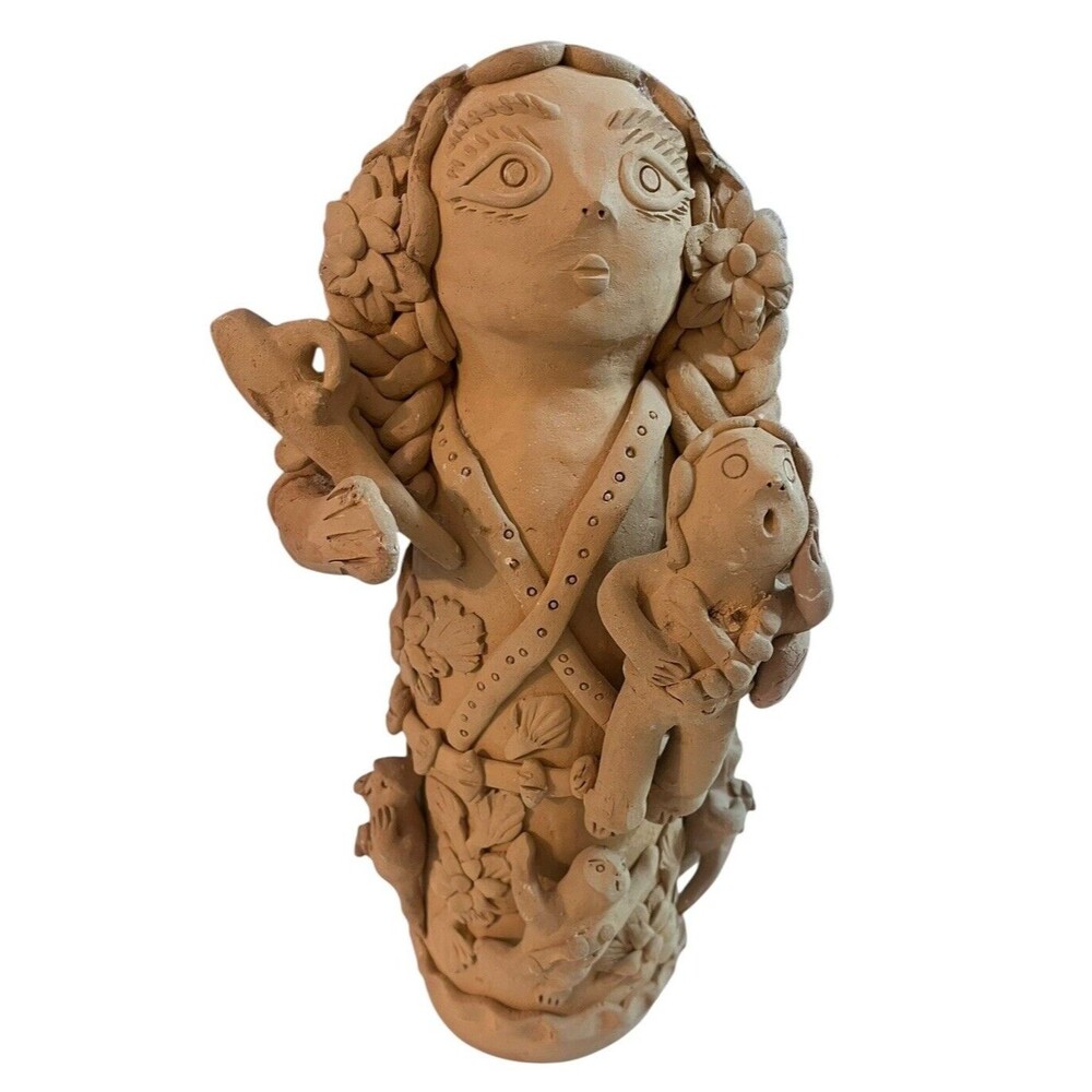 Irma Blanco Clay Mexican Art Figurine-Lady Large 12"
